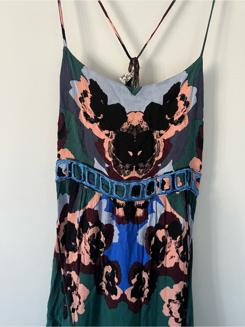 Free People “intimately” Teal Floral sweet lucy slip Mini Dress - Picture 4 of 12